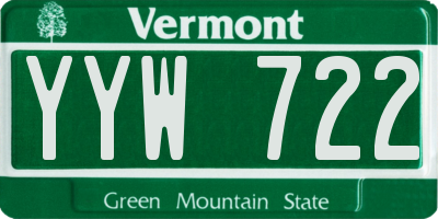 VT license plate YYW722
