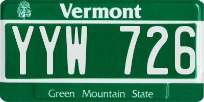 VT license plate YYW726
