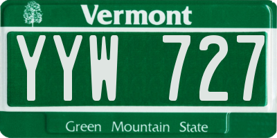 VT license plate YYW727