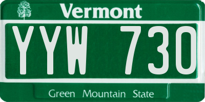 VT license plate YYW730