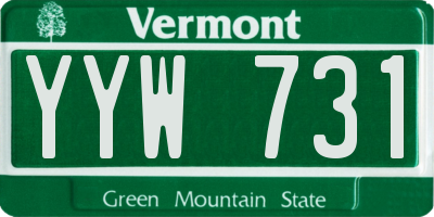 VT license plate YYW731