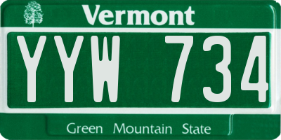 VT license plate YYW734