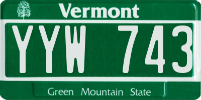 VT license plate YYW743