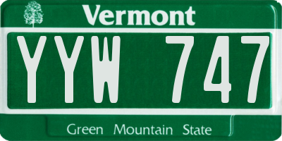 VT license plate YYW747