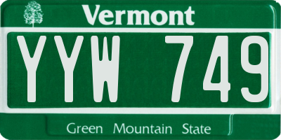 VT license plate YYW749