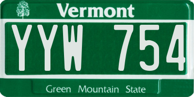 VT license plate YYW754