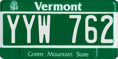 VT license plate YYW762
