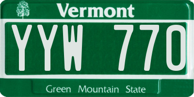 VT license plate YYW770