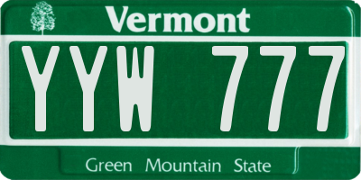 VT license plate YYW777