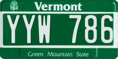 VT license plate YYW786