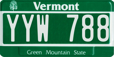 VT license plate YYW788
