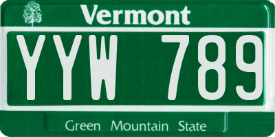 VT license plate YYW789