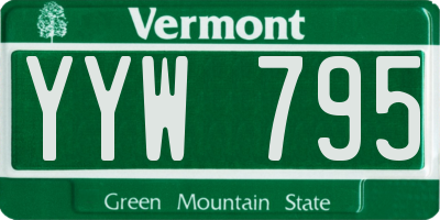 VT license plate YYW795