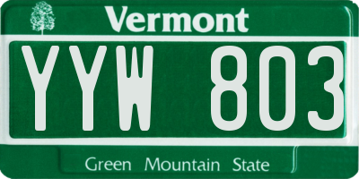 VT license plate YYW803