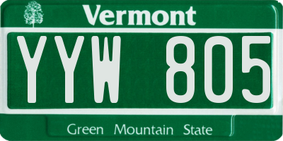 VT license plate YYW805