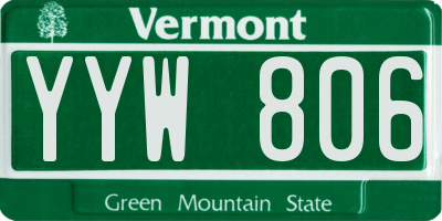 VT license plate YYW806