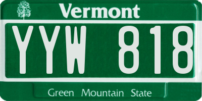 VT license plate YYW818