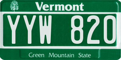 VT license plate YYW820