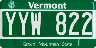VT license plate YYW822