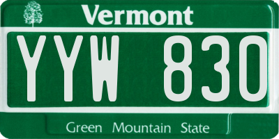 VT license plate YYW830