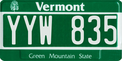 VT license plate YYW835