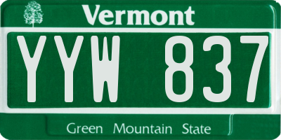 VT license plate YYW837