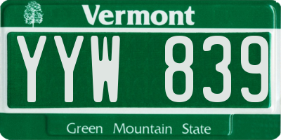VT license plate YYW839