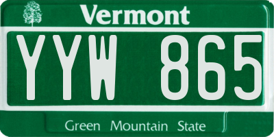 VT license plate YYW865