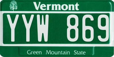 VT license plate YYW869