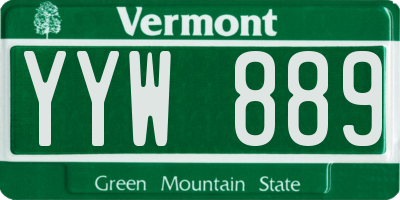 VT license plate YYW889