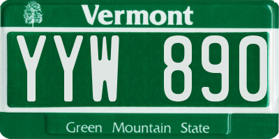 VT license plate YYW890