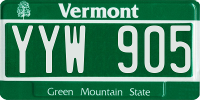 VT license plate YYW905