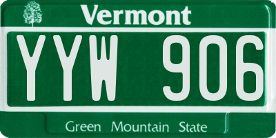 VT license plate YYW906