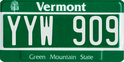 VT license plate YYW909