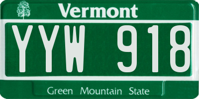 VT license plate YYW918