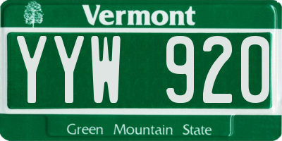 VT license plate YYW920