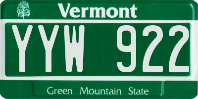 VT license plate YYW922