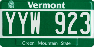 VT license plate YYW923