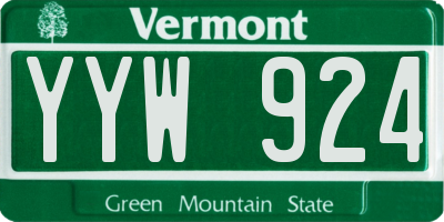 VT license plate YYW924