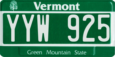 VT license plate YYW925