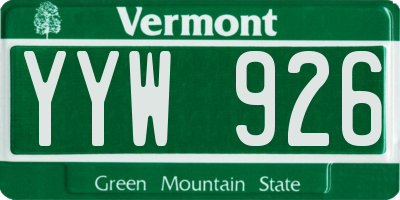 VT license plate YYW926