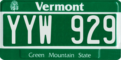 VT license plate YYW929