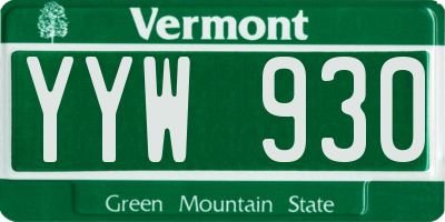 VT license plate YYW930