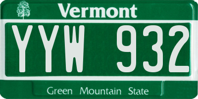VT license plate YYW932