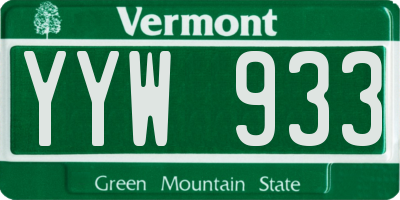 VT license plate YYW933