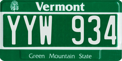 VT license plate YYW934