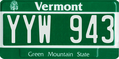 VT license plate YYW943