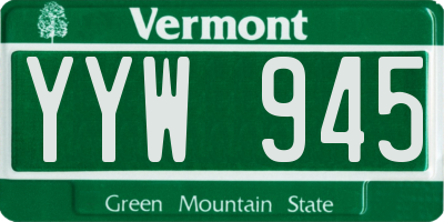 VT license plate YYW945