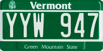 VT license plate YYW947