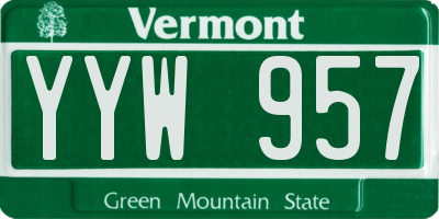 VT license plate YYW957